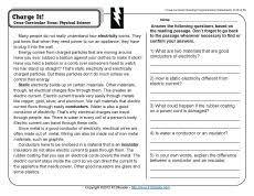 Teacher worksheets for your science classes of all grade levels. Charge It 4th Grade Reading Comprehension Worksheet Science Reading Reading Comprehension Worksheets Reading Comprehension