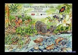 Malaysia ranks among the world's most biodiverse countries, housing more than 15,000 species of flowers, plants and trees. Malaysia 2016 Flora Fauna 7 Wonders Fish Animals Butterfly S A Miniature Sheet Ebay