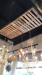 Pallets On Ceiling For Interest And Hanging Stuff Architecture Ceiling Pallet Light Ceiling
