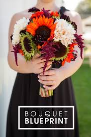 Bridal bouquet silk wedding flowers black red white silver. Bouquet Blueprint Sultry Sunflowers
