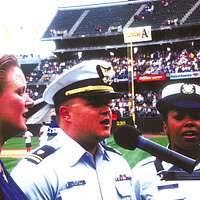 Midshipmen 3rd Class Anthony Savaglio, Emilie Torielli, and Aaron Smith  join Yeoman 3rd Class Jonathan Bong (left)