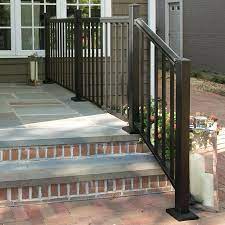 Freedom Cambridge 6 Ft X 2 25 In X 36 In Matte Black Aluminum Deck Stair Rail Kit Assembly Required Lowes Com Outdoor Stair Railing Exterior Stairs Exterior Stair Railing