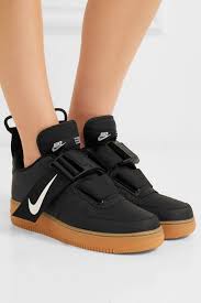 Black Air Force 1 Utility Pique Smooth And Textured Leather Sneakers Nike Leather Sneakers Sneakers Nike Air Force