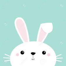 Character (big bunny is a cartoon character) or caricature (drawings of people with big exaggerations of some parts of their face or body). Bunny Rabbit Face Head Cute Cartoon Kawaii Funny Baby Character Long Ears Happy Easter Farm Animal Collection Blue Background Spring Greeting Card Isolated Flat Design Vector Illustration Royalty Free Cliparts Vectors And