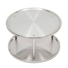 Tempered glass flower pattern top stainless steel base with lazy susan disassemble wedding dining table. Juvale Designed For Modern Living
