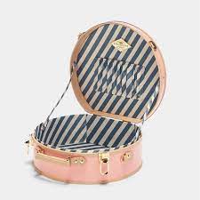 The Correspondent Pink Hatbox Large Tan Leather Strap Hat Boxes Luxury Luggage