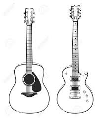 Cut out the shape and use it for coloring, crafts, stencils, and more. Electric And Acoustic Guitars Outline Style Guitars Vector Art Royalty Free Cliparts Vectors And Stock Illustration Image 75684674
