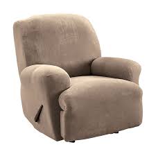 Stretch Pique Taupe Velvet Recliner Slipcover Lowes Com In 2021 Recliner Slipcover Slipcovers Recliner Chair Covers