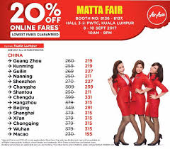 Alternatively, you can browse the list and select the. Airasia 20 Off Online Fares Full Promo Price List Matta Fair Pwtc Kl 8 10 September 2017