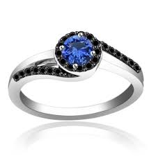 Womens Black And Blue Ring 1 2 Ct Blue Sapphire Black Diamond Sterling Engagement Ring Women S Day 3000 Unique Sapphire Rings Sterling Engagement Rings Expensive Jewelry
