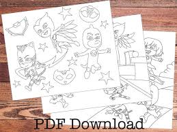 Printable catboy from pj masks coloring page. Pj Masks Coloring Pages 3 Page Immediate Download Pdf Color Etsy