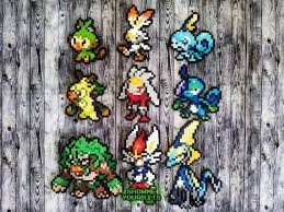 Details This Listing Is For Generation 8 Starter Pokemon Perler Sprites From The New Sword And Shield Game Eac In 2020 Pokemon Bead Pixel Art Pokemon Perler Bead Art