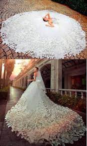 Luxurious Cathedral Wedding Dresses With Handmade Petal Bridal Dress Cathedral Wedding Dress Ball Gowns Wedding Beautiful Wedding Dresses