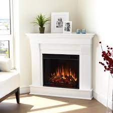 Freestanding electric fireplaces are easy to install. Real Flame Chateau 41 In Corner Electric Fireplace In White 5950e W The Home Depot