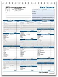 Bath Estimate Form General Contractor Business Forms And Solutions At Your Finger Tips Renovation Estimates General Contractor Business Handyman Business