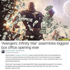 Nfinitywar Breaks Opening Weekend Box Office Record According To Cnn Media And Other Reports Infinity War Brought In 2 Opening Weekend Comic Books Book Talk