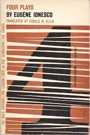 Four Plays By Ionesco Grove Press 1958 Cover By Roy Kuhlman Book Cover Design Vintage Book Covers Vintage Book Cover