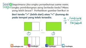 Contohnya saja, masih banyak yang salah tentang simbol kurang dari (<) dan lebih dari (>) terutama anak anak. Perbandingan Pecahan Lebih Dari Dan Kurang Dari Matematika Youtube