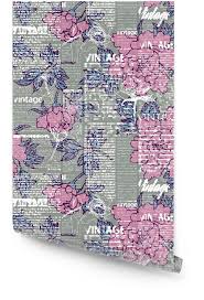 Light blue watercolor hand painted flowers. Seamless Background Pattern Retro Grunge Pattern With A Vintage Words And Sketches Of Flowers Halftone Newspaper Wallpaper Roll Pixers We Live To Change
