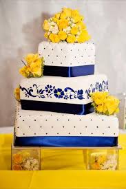 Watercolor saphire and slate wedding cake. Blue And Yellow Wedding Cake Wedding Cakes