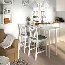 Casual, relaxed and the perfect height for conversation. Ekedalen White Ramna Light Grey Bar Stool With Backrest Height 101 Cm Ikea