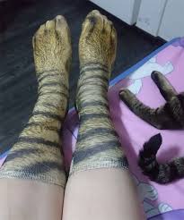 Fashion women girls stripe dot cotton ankle socks cartoon paw short socks winter. Confuse Your Cat With These Realistic Paw Socks