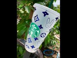 Brandcrowd has dozens of bunny logo templates from small baby rabbits to hopping bunnies! Bad Bunny Personalized Starbucks Cup Free Cricut Silhouette Cameo Template Diy Starbucks Cup Youtube