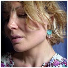 Buy Hand Woven Chevrons Earrings Made of Micromacrame and Miyuki Delica  Beads Teal Blue Turquoise and Fuchsia Pink Online in India