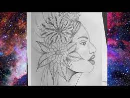 تعليم الرسم بالرصاص رسم فتاة مع ورود how to draw a girl with flowers pencil sketch face drawing youtube pencil drawings funny drawings face drawing