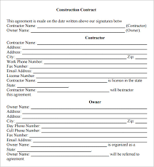 free construction contract templates