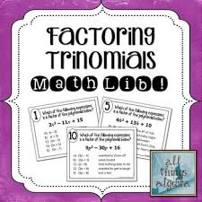 Factoring Trinomials A 1 Math Lib Distance Learning Math Word Problems Word Problems Factor Trinomials