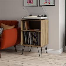 The configuration of the middle of the century looks excellent with several records and a turntable in it. Furniture White Novogratz Concord Turntable Stand Accent Furniture