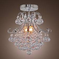Q&s mini crystal chandelier, small chandelier ceiling lights, modern chrome flush mount ceiling light fixture for hallway, entryway, bedroom, foyer, bathroom, kitchen, w9.5,1 light e12. Max 40w Modern Contemporary Crystal Mini Style Electroplated Metal Chandeliers Flush Mount Living Room Dining Room Entry Lightingo Co Uk