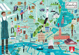 Hamburg Illustrated Map By Martin Haake Illustrated Map City Maps Illustration Germany Map