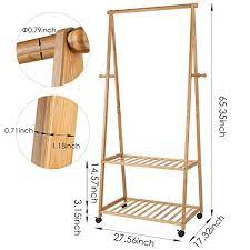 The minimalist design of this wooden rack needs a very short space for installation. Living Room Bamboo Clothes Rack Coat Hanger With Shelves Fsc Bsci Factory China Clothes Rack Price Made In China Com