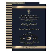 Navy Gold Catholic Wedding Invitation With Verse Script Gifts Template Templates Diy Customi Wedding Invitations Navy Blue And Gold Wedding Blue Gold Wedding