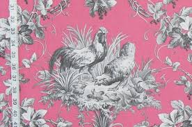 Check spelling or type a new query. Pink Rooster Toile Fabric French Chicken Farmhouse Drapery Fabric By Brick House Fabrics Houzz