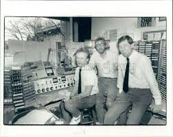 1990 Press Photo Bob Grayson Edd Robinson Tom Van Hart WFMX Radio N  Carolina