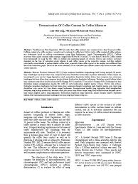 Malaysian journal of analytical sciences. 7liew Coffee High Performance Liquid Chromatography