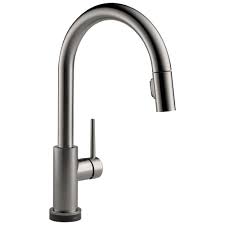 Touchless kitchen faucets with motionsense™ feature touchless activation, allowing you to easily turn water on and off with the wave of a hand. Delta Trinsic Black Stainless Steel Finish Single Handle Pull Down Kit Faucetlist Com
