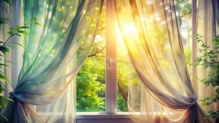 Elegant Sheer Curtains Let Sunlight Stream into Your Home for a Bright and Airy Atmosphere Stock Illustration - Illustration of bedroom, design: 374432002