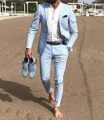 Grey smart casual street men suit for wedding suit men blazer coat jacket party prom slim fit tuxedo suit with pants custom made. Mens Suits Beach Suits Wedding Grooms Wear 2 Piece Suits For Men 2 Button Suits Wedding Party Wear Dinner Suits Sky Blue Summer Beach Suits In 2021 Prom Suits For Men