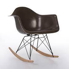 Original Herman Miller Brown Eames Rar Rocking Arm Shell Chair Shell Chair Brown Leather Recliner Chair Chair