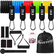Resistance Bands Set Fitness Workout Bands Include 5 Stackable Exercise Bands With Cushioned Handles Sports In 2020 Band Workout Resistance Band Resistance Band Set