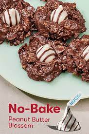 No Bake Peanut Butter Blossom Recipes Recipe Peanut Butter Blossoms Recipe Baking Recipes Cookies Christmas Cooking