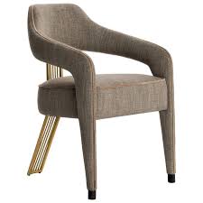 Contemporary Dining Chair With Gilded Metal Back Leg In 2020 Dining Chairs Contemporary Dining Room Chair Fabric Dining Room Chairs