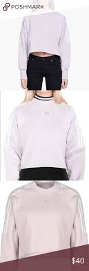 Adidas Cropped Light Pink Sweatshirt Crewneck In 2020 Adidas Crop Sweatshirts Pink Sweatshirt