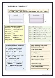 Downloadable grammar sheets and online exercises. Revision Test Quantifiers English Esl Worksheets For Distance Learning And Physical Classrooms