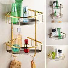 Wall Mounted Gold Brass Bathroom Corner Shelf Bathroom Shampoo Shelf Bath Shower Shelf Soap Holder Building Materi Shower Shelves Bathroom Corner Shelf Shelves