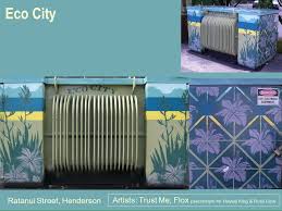 Eco City Waitakere Painted Box At Ratanui St Henderson Auckland Nz Eco City Painted Boxes Public Artwork